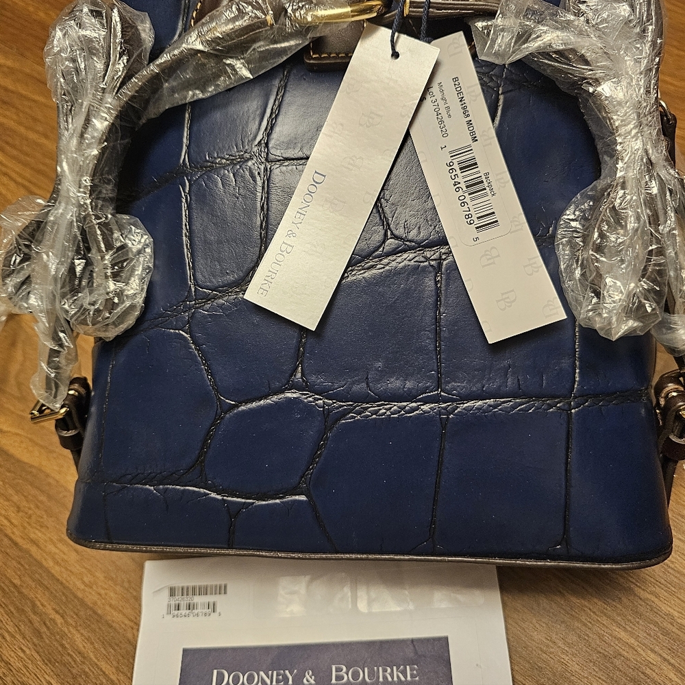 Dooney & Bourke Midnight Blue Denison Croc-Embossed Backpack - Picture 4 of 9